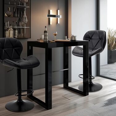 WangPangzi Adjustable Bar Stools 2-Pack with Backrest - Padded Leatherette Kitchen Bar Chairs with Footrest for Counter Height, Restaurants, Hotels & Bars (Black)