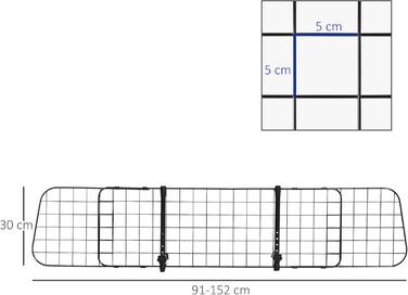 Сітка для собак PawHut - захисний бар'єр для автомобіля (91-152 x 30 см)