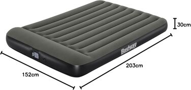 Надувне ліжко Bestway TriTech з вбудованим акумулятором та насосом Double XL, 203 x 152 x 30 см, сірий колір