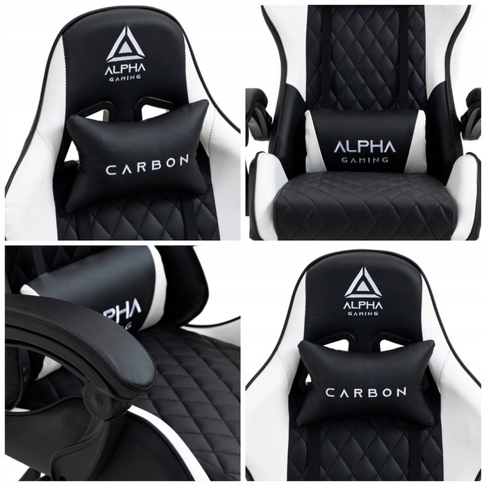 Ігрове крісло Alpha Gaming Carbon, штучна шкіра, чорно-біле
