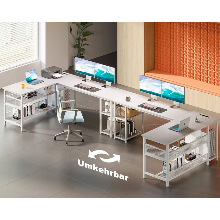 Кутовий ігровий комп'ютерний стіл 168x120 см, білий, з подовжувачем