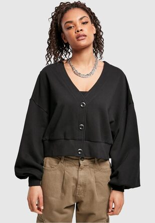 Кардиган жіночий Urban Classics Organic Oversized з коротким рукавом з махрової тканини, 4XL, чорний