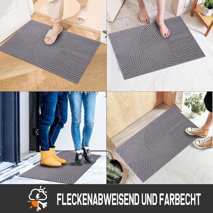 Килимок для дому та вулиці 43x76 см - антиковзаючий, миючий килимок для входу, тераси, саду (сірий)