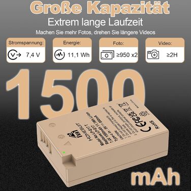 Акумулятор LP-E17 1300mAh та зарядний пристрій Dual USB LED для Canon Rebel SL3, SL2, T8i, T7i, T6i, T6s, EOS R10, R50, R8, RP, M3, M5, M6, 200D, 77D, 750D, 760D, 2x LP-E17 (колір: коричневий)