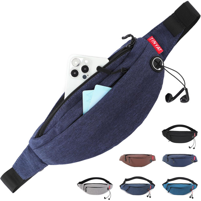 Поясна сумка TINYAT для туризму та спорту (сірий, темно-синій)