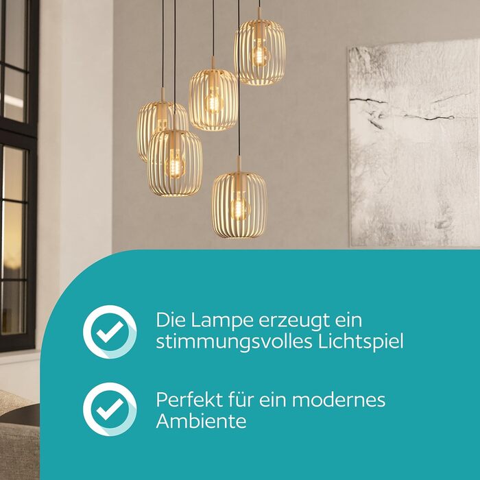 Торшер EGLO Romazzina на штативі: металева настільна лампа чорного кольору для спальні та вітальні, цоколь E27 (кластерна люстра 5-лампова пісочного кольору)