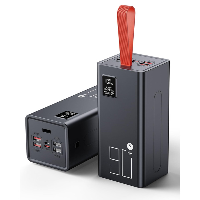 Power Bank 90000mAh з PD 30W та QC 4.0, портативний зарядний пристрій USB-C для iPhone, кемпінгу, туризму - червоний