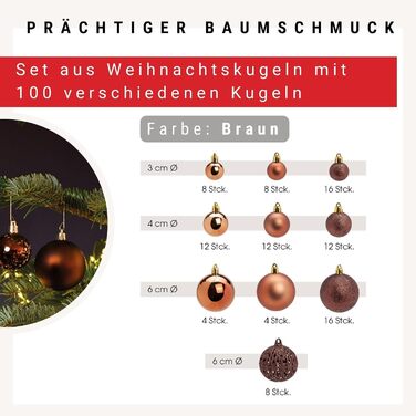 Набір ялинкових прикрас WOMA: бронзові кулі та 22 кольорів - 50 та 100 шт. Ялинкові кулі з пластику, декор для ялинки