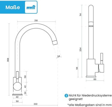 Кухонний змішувач Bächlein Plivo з нержавіючої сталі (щіткова обробка) – одноручний з 360° поворотним виливом, масивний кухонний кран (круглий, хром)