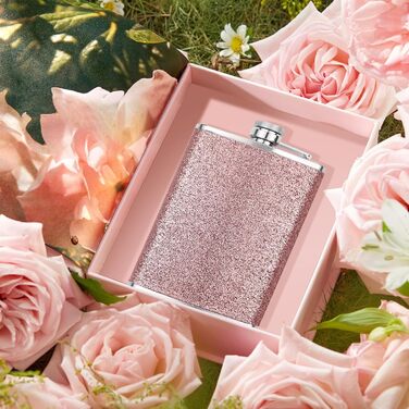 Фляга з нержавіючої сталі з воронкою та 2 склянками для шнапсу, рожевий стакан для шотів, портативна фляга, пляшка для віскі, шкіряна 8oz/240ml, для подорожей, вечірок, кемпінгу, подарунок