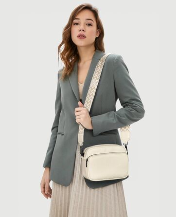 Сумка жіноча через плече бежева PU шкіра, маленька крос-боді з відстібним ремінцем