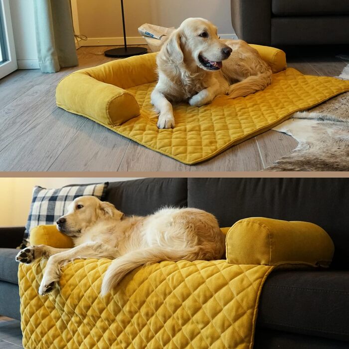 Захист дивана для собак Lous – ковдра для собак, лежанка для собак, килимок для дивана – ручна робота, з бортиком – прання до 90 градусів, особливо м'яка – розмір XL приблизно 117x97x15 см (Чорний) Чорний XL