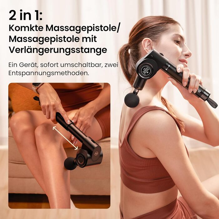 Масажер для м'язів Napre Massagepistole: 32 швидкості, кут налаштування, металевий подовжувач, для шиї, спини, тіла