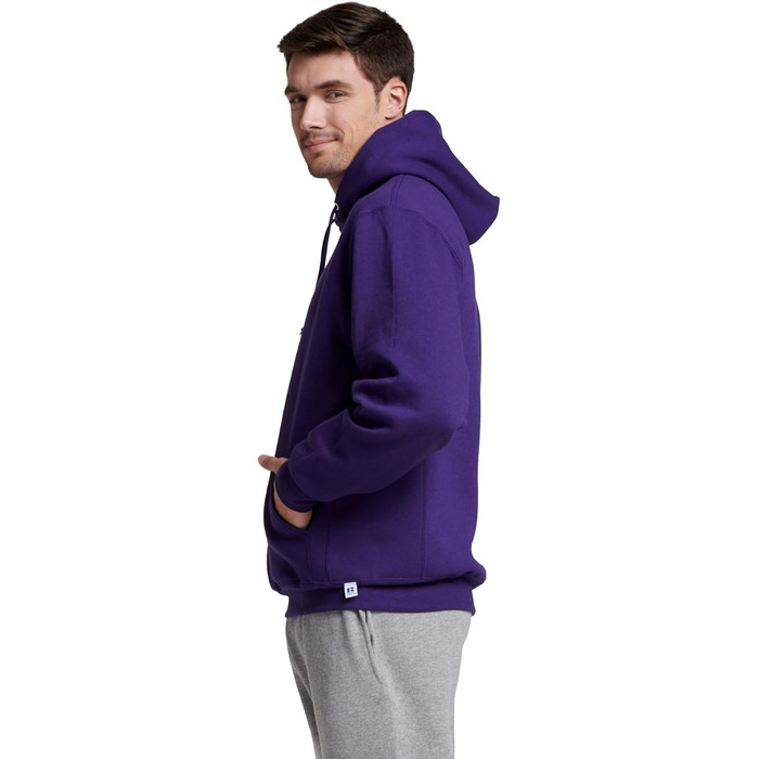 Чоловічий худі Russell Athletic Dri-Power Fleece з капюшоном, вологовідвідний, суміш бавовни, фіолетовий, розмір XL