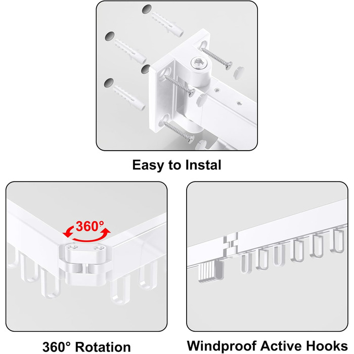 Висувна сушарка для білизни на стіну з гачками. Компактна сушарка для балкона, білизни, ванної кімнати, спальні (Біла, 3 складаних секції)