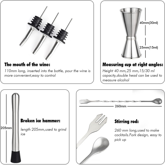 Набір для коктейлів Baker Boutique 17 предметів, 750 мл: шейкер, підставка з дерева, книга рецептів