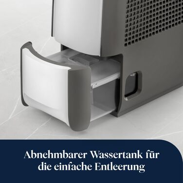 Зволожувач повітря De'Longhi Tasciugo AriaDry Light - портативний, з іонізацією, технологія цеоліту, 7.5 л/день, сушка білизни, сірий (DNS65)