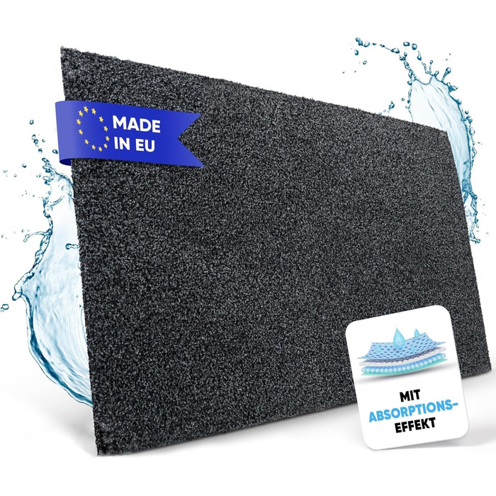 Килимок Entrando 40x60 см - для дому та вулиці - бавовна - неслизький, миючий, міцний - під двері - для вхідних дверей, тераси, балкону (Антрацит, 100 x 120 см)