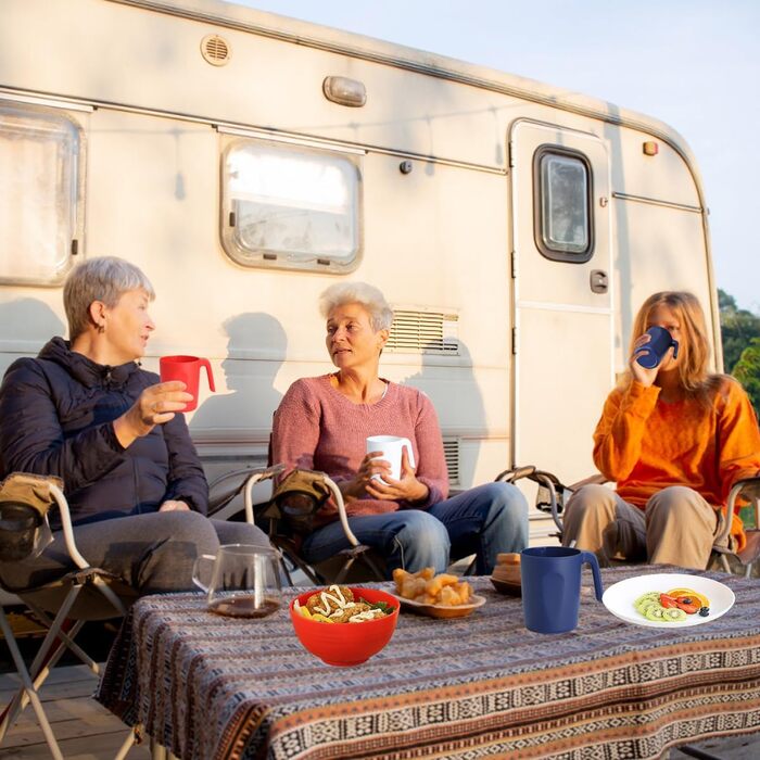 Набір посуду Berglander 24 елементи (6 персон) з пластику: тарілки, миски, чашки для дому, саду, пікніка