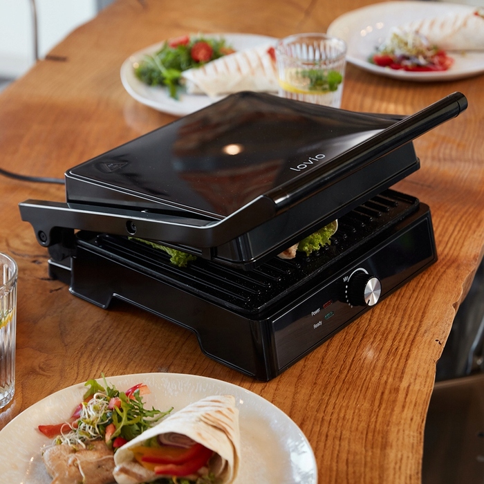 Електричний гриль-тостер для сендвічів та паніні, розкладний, великий, 2000 Вт