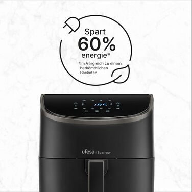 Фритюрниця Ufesa Phantom AF5000 з гарячим повітрям, 5L, Wi-Fi, LED-дисплеєм, 1500W, ексклюзив від Amazon, з функцією приготування на пару (6L)