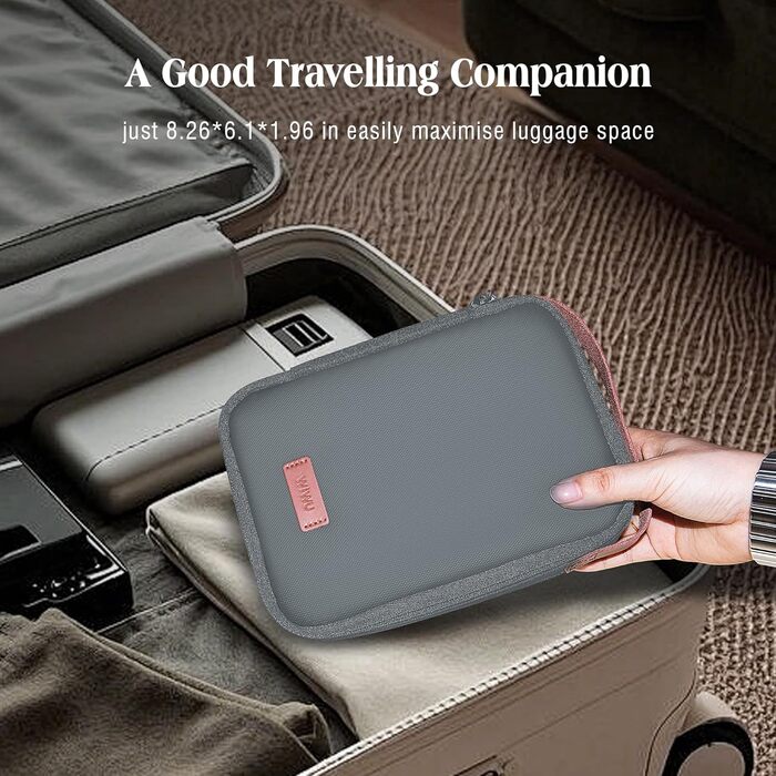 Органайзер для кабелів WIWU з ручкою, велика місткість, для аксесуарів електроніки, переносний, для подорожей, офісу, школи, зарядних пристроїв, кабелів, повербанків, жорстких дисків (сірий)