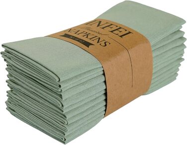 INFEI Linen-Blend Napkins, Solid Color, 40 x 40 cm, for Easter Parties, Events, and Home Use, 12 Pieces (Lime Cream)