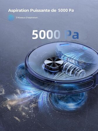 Робот-пилосос Laresar Clean з функцією миття підлоги, станція самоочищення L6 Nex, навігація LiDAR, 3л контейнер, до 180 хв роботи, 3-в-1 (прибирання, миття, пилосос), для видалення шерсті тварин, чорний