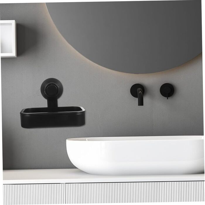 Настінний диспенсер для мила з присосками, мильниця, тримач для ванної кімнати та кухні, без інструментів, міцний та простий у встановленні, чорний