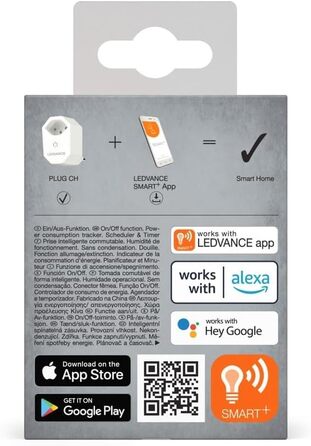 LEDVANCE Smart Plug - Розумна розетка з 3 розетками, USB, WiFi, захист від перевантаження та стрибків напруги, керування через додаток, Alexa, Google