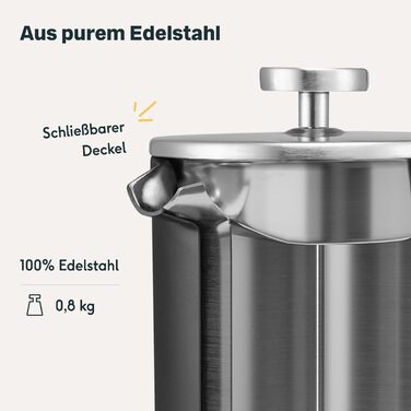 SILBERTHAL Coffee Grinder Manual Conical Burr Grinder - Adjustable Grind Size from Coarse to Fine - Hand Grinder Made of Stainless Steel and Glass - Ideal Gift Idea