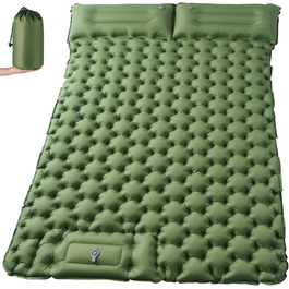 Isomatte Self-Inflating Camping Mat for 2 People - Thick & Extended Sleeping Pad with Air Pump - Lightweight Travel Mat for Camping, Hiking, Beach