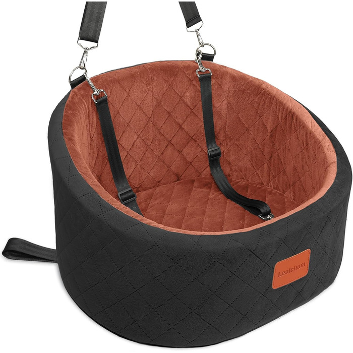 Зручний автокрісло для собак, автоліжко для тварин з кріпленням, неслизьке автоліжко для подорожей (чорний/коричневий, Small)