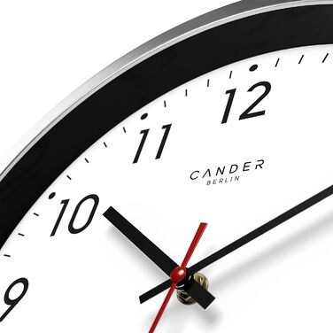 Cander Berlin MNU 3030 Wall Clock White Aluminum Silent 30.5 cm Analog Quiet Radio Clock
