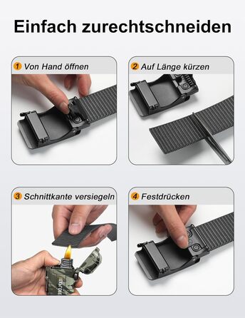 Чоловічий ремінь JUKMO Automatik з нейлону, ширина 3,8 см, з регулюванням, розмір M (91-105 см), довжина 125 см, сірий