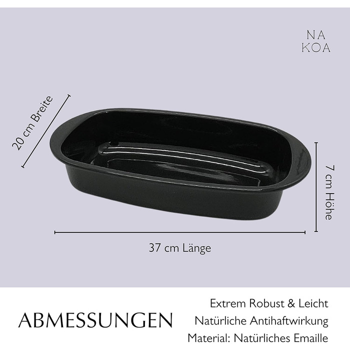 NAKOA Loaf Pan made from natural materials with excellent non-stick properties | Bread Loaf Pan | Rectangular Baking Pan | Baking Bread and Cakes | MADE IN GERMANY from high-quality enamel