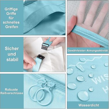 Органайзери для валізи OBSGUMU, набір 9 шт. - Кубики для пакування, косметичка, аксесуари для подорожей (блакитний)