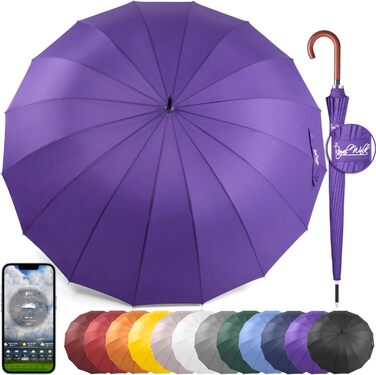 Royal Walk Automatic Travel Golf Umbrella - 54 inch / 140cm - Windproof, Waterproof, Large Size for 2 People - Classic Design, Wooden Handle, Unisex