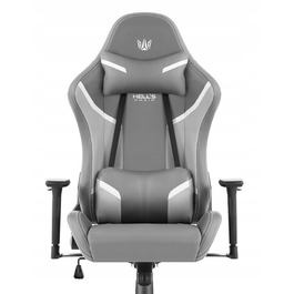 Ігрове крісло HELL'S CHAIR HC-2002 Grey-White, штучна шкіра, сіре