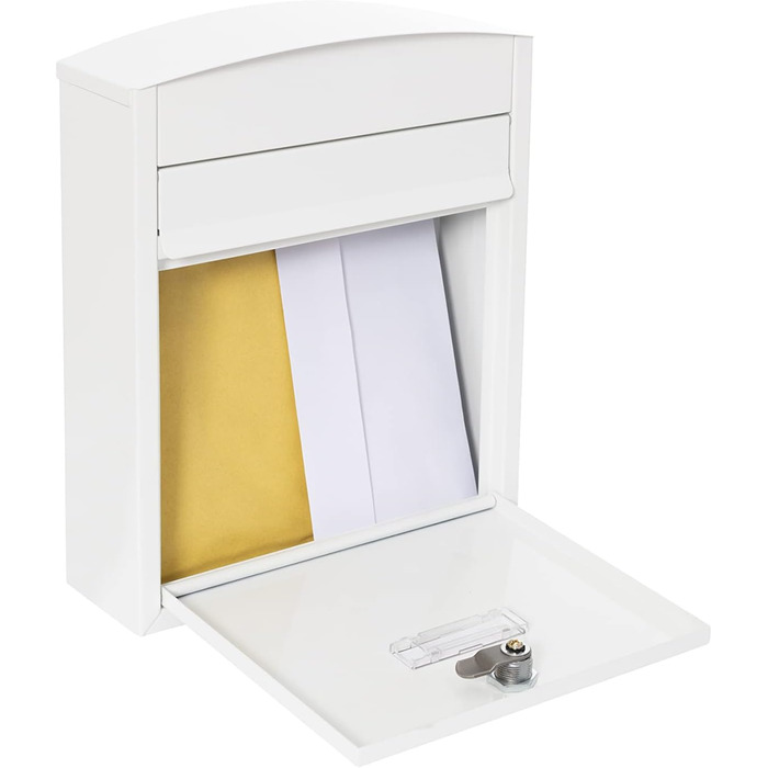 Поштовий ящик ARREGUI Compact E5731 сталевий, білий (S, DIN A5), настінний, водонепроникний, з табличкою для імені, 2 ключі, легкий монтаж