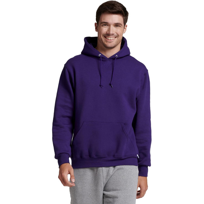 Чоловічий худі Russell Athletic Dri-Power Fleece з капюшоном, вологовідвідний, суміш бавовни, фіолетовий, розмір XL