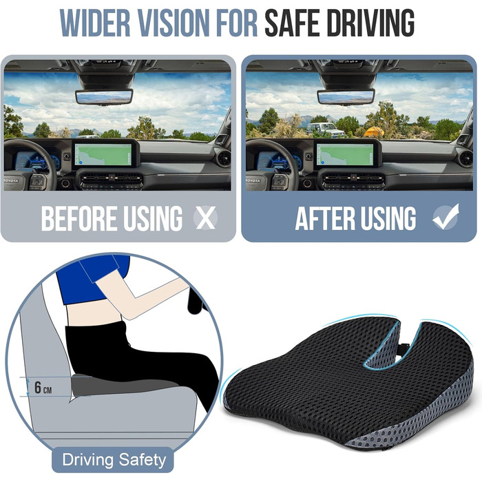 Підвищення для сидіння автомобіля Ajiteogy: ергономічна підставка з memory foam для водія, сумісна з транспортерами