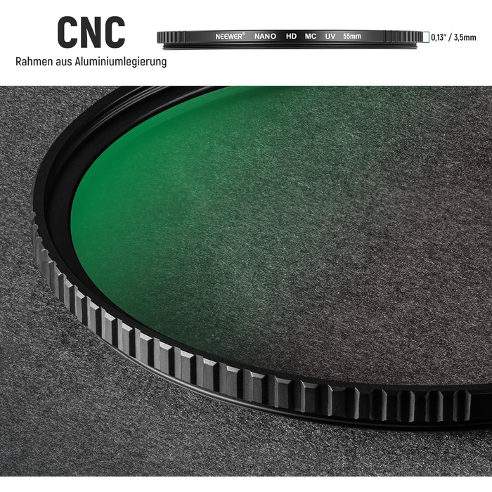 Фільтр NEEWER 55mm MC UV з 24-шаровим покриттям Nano, захисний фільтр з оптичного HD скла, водонепроникний, стійкий до подряпин, ультратонкий алюмінієвий корпус