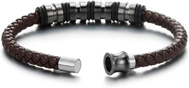 Чоловічий шкіряний браслет COOLSTEELANDBEYOND з плетеним дизайном та застібкою з нержавіючої сталі, білий/коричневий (ZK-Lederfarbe: Weiß-03/Braun-05)