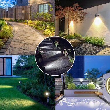 CLY Solar Lamps for Outdoors, Solar Spotlights Garden Light with Remote Control IP66 Waterproof 10 Colors 30 Dynamic Modes Timer Garden Lighting for Gardens Path Christmas Decoration 6 Pieces (Warm White/Natural/Cold White, 6 Pieces)