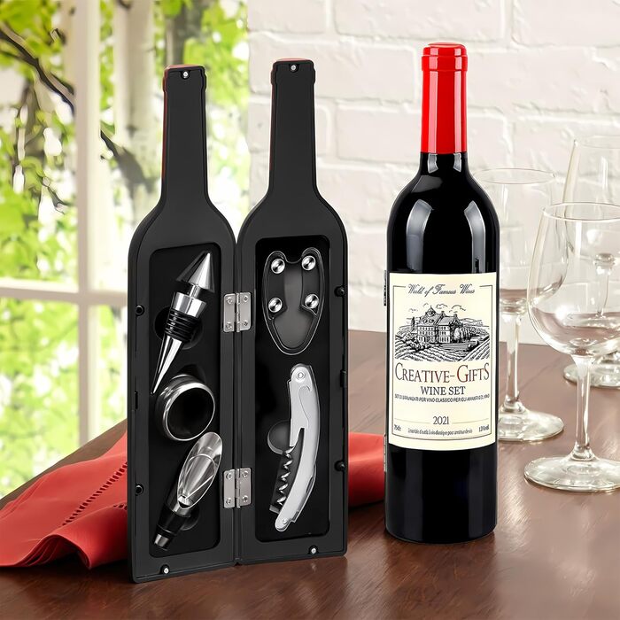 Набір викруток для вина, 5 шт. з пробкорізами та затискачами для пляшок. Подарунковий набір сомельє.