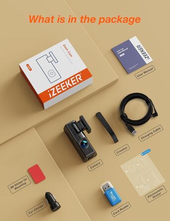 Автомобільний відеореєстратор iZEEKER 2.5K WiFi з картою 32GB: Full HD, нічна зйомка, G-сенсор, WDR