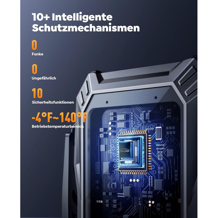 Powerbank для авто YaberAuto з компресором, 6000A, 23800mAh, 150PSI, Jump Starter (для бензинових та 10.0L дизельних двигунів), LCD дисплей, 500 люмен, аварійне світло