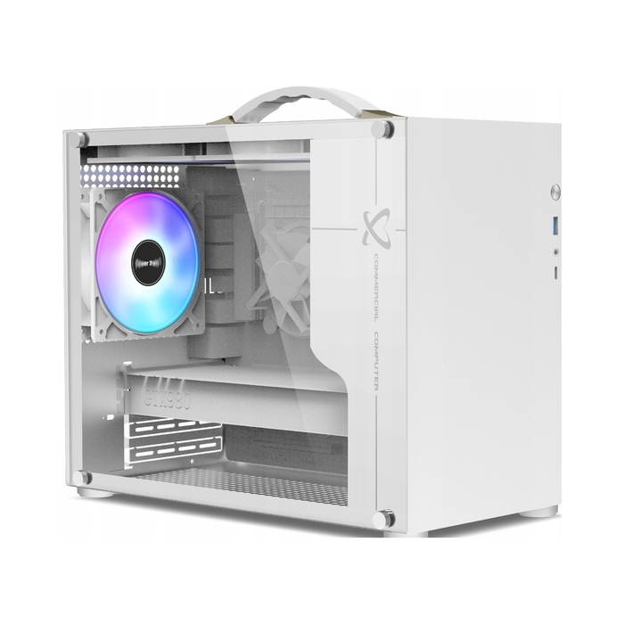 Корпус для комп'ютера Cube Case Micro-ATX, загартоване скло, RGB, білий