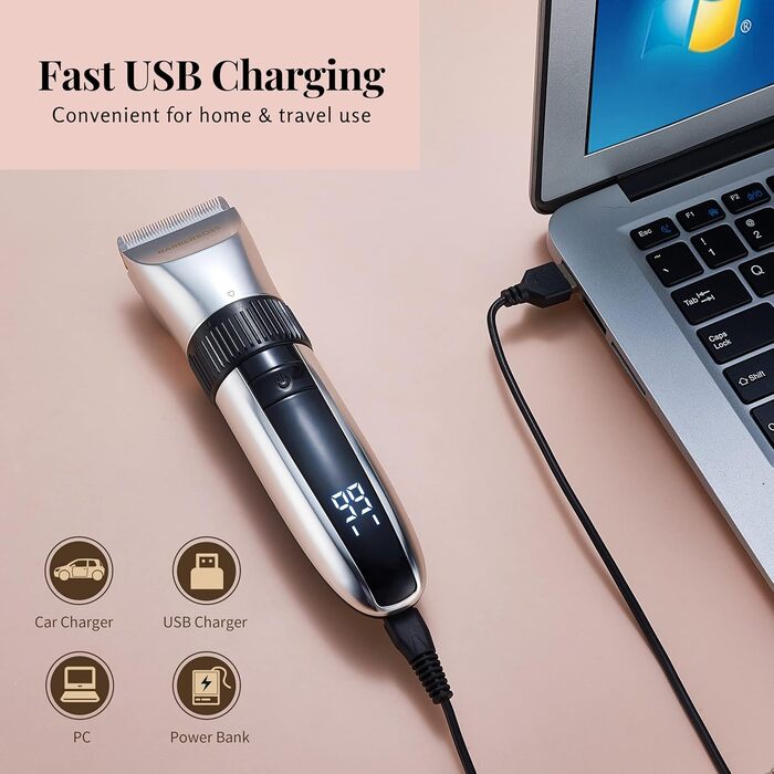 Електрична машинка для грумінгу домашніх тварин BarberBoss QR-9082 – бездротова, з керамічними лезами та LED-дисплеєм